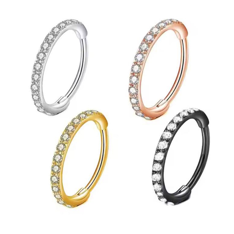 Body Jewelry Surgical Steel - 16G Klarer CZ Nasenring Hoop aus