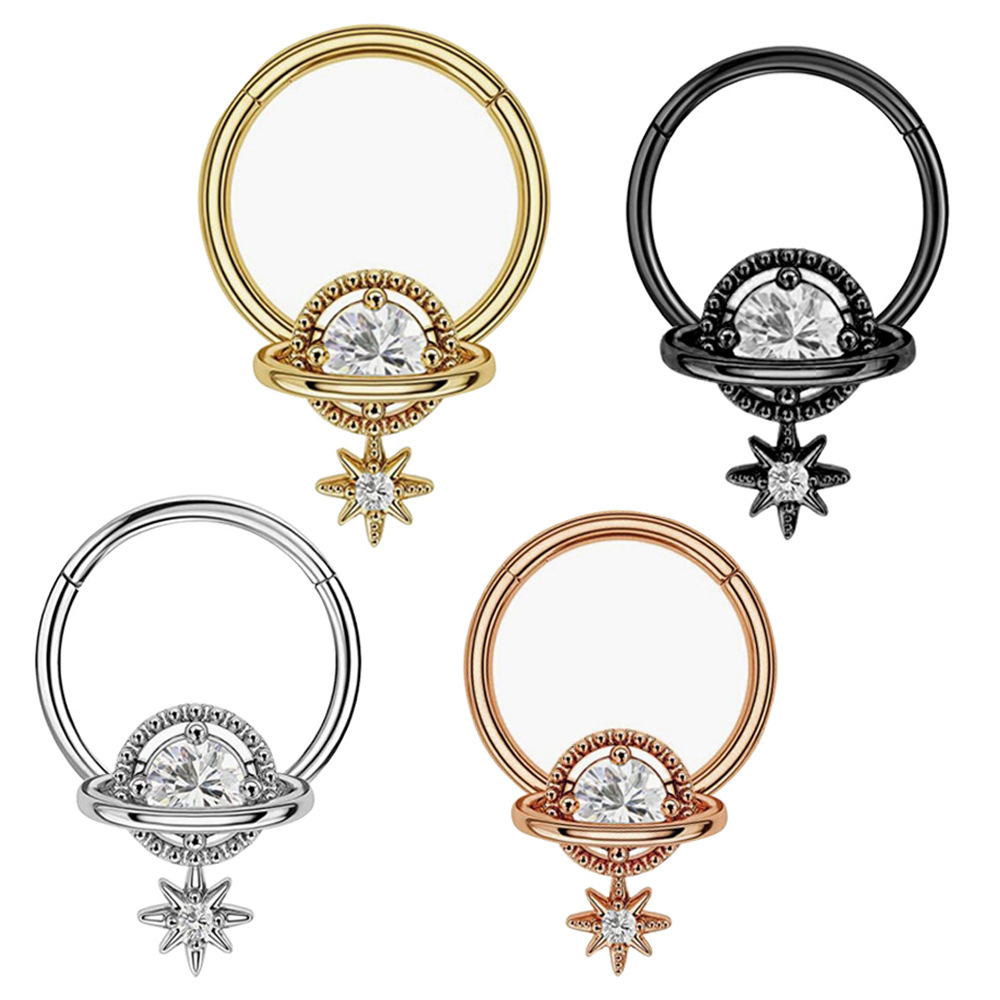 Body Jewelry Surgical Steel - Septum-Ringe Planeten-Schmuck Chirurgenstahl Daith-Piercing-Schmuck CZ Klappbare