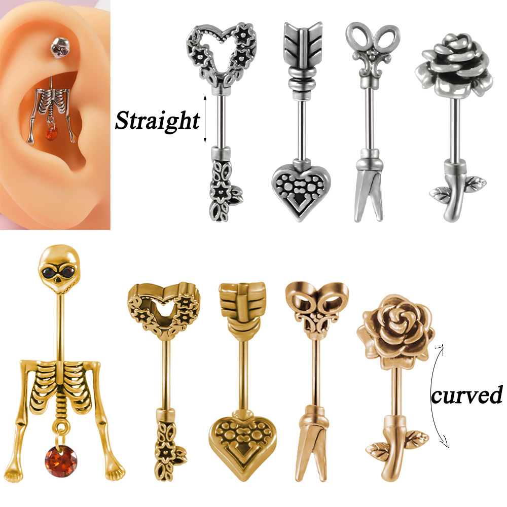 Body Jewelry Surgical Steel - 1PC Vintage Chirurgische Stahl Skeleton Pfeil