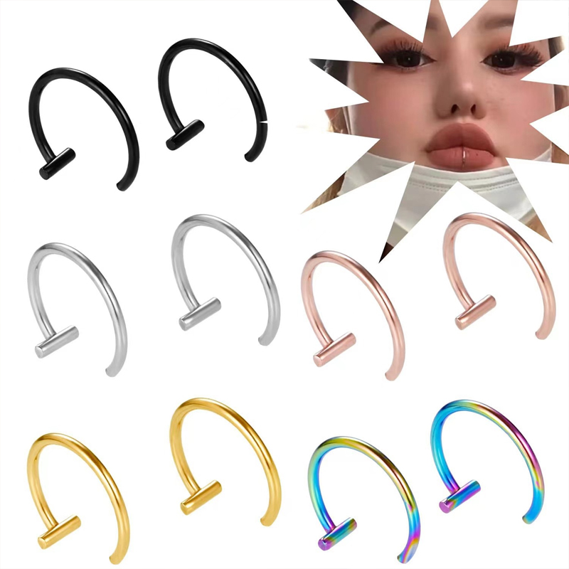 Body Jewelry Surgical Steel - 18G Chirurgischer Stahl Lippenring Halb-Creolen Offene