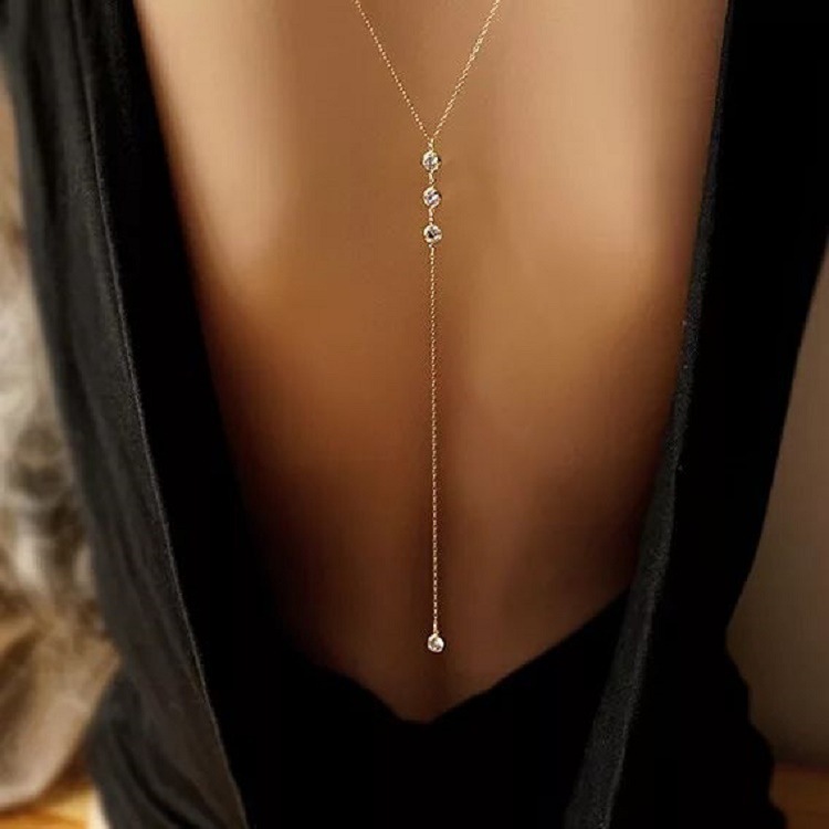 Neue Strass Sexy frauen Zurück – Body Jewelry Necklace Bewertung und Preis
