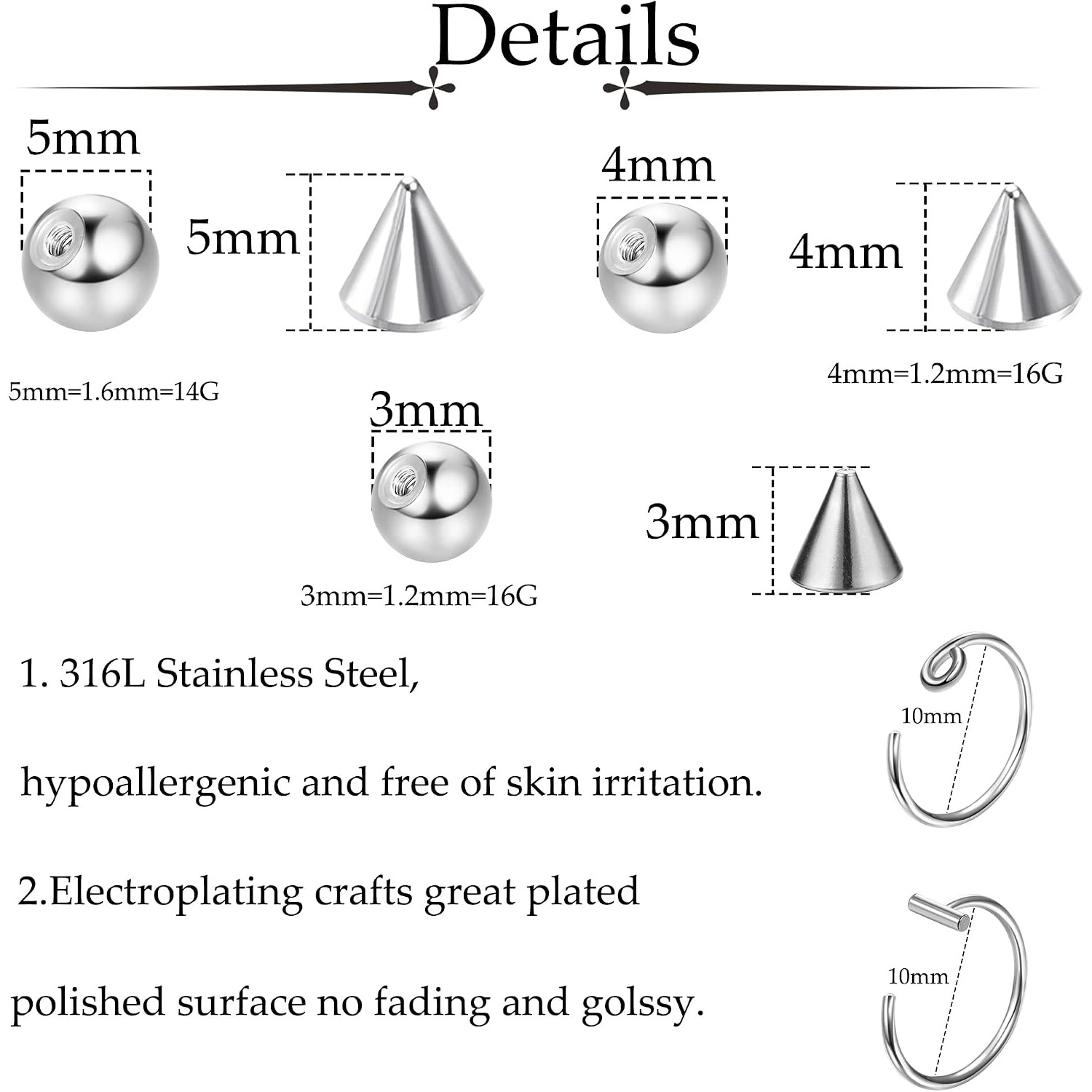 Drperfect Fake Augenbrauenring – Body Jewelry Replacement Ball Bewertung und Preis